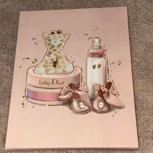 Dior Pink and Gold Baby Canvas Nursery Art